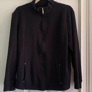 Karen Scott Sport Black Zip Up Cardigan